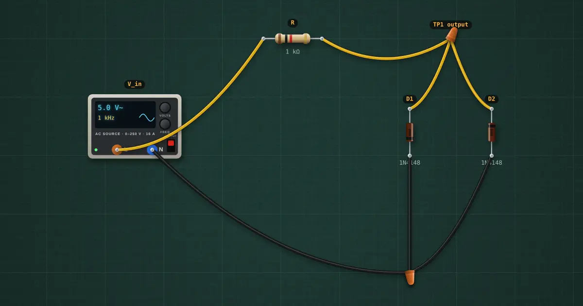 Diode clipper and clamper: the circuit on the simulator's bench
