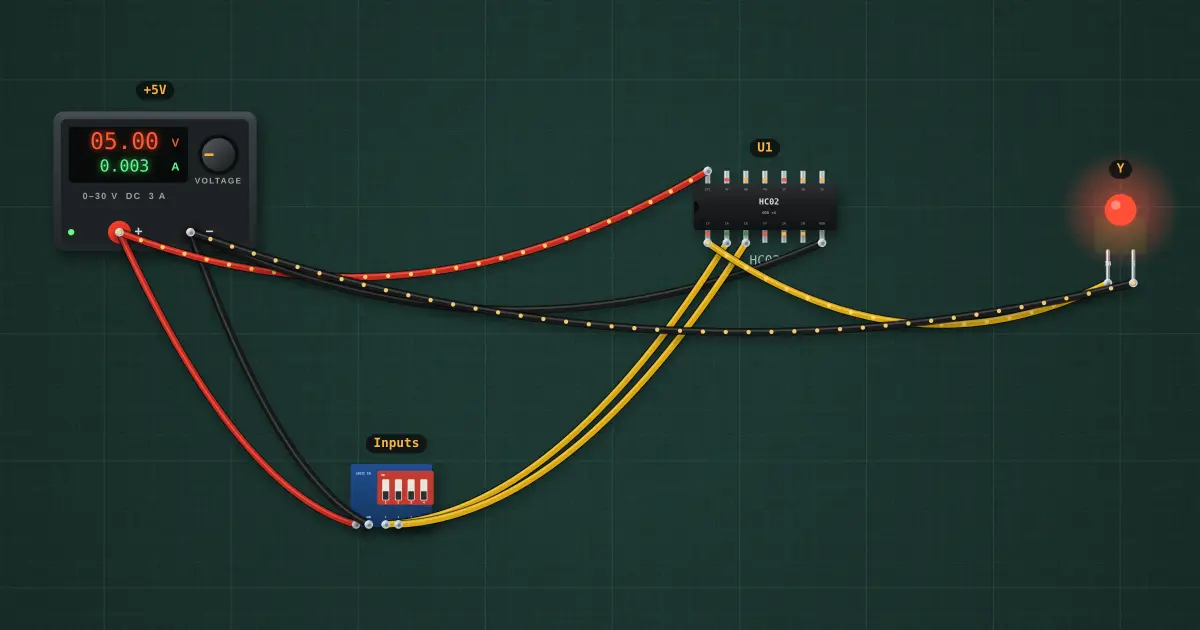 NOR gate: the circuit on the simulator's bench