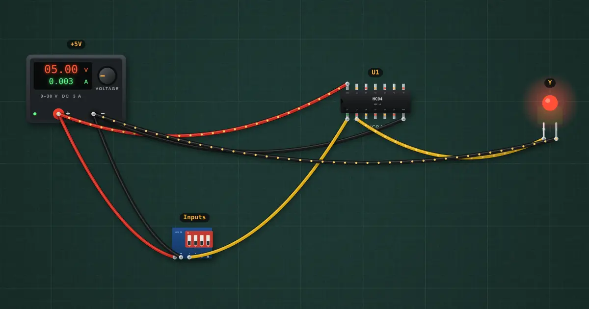 NOT gate: the circuit on the simulator's bench