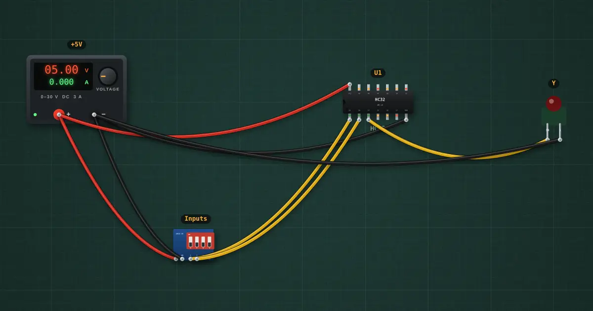 OR gate: the circuit on the simulator's bench