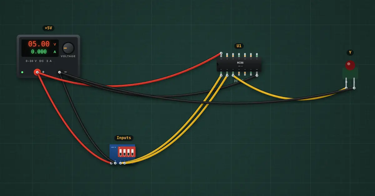 XOR gate: the circuit on the simulator's bench