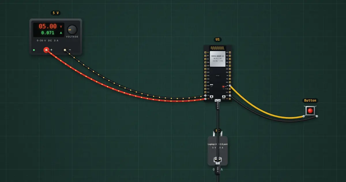 Interrupts and debouncing: the circuit on the simulator's bench