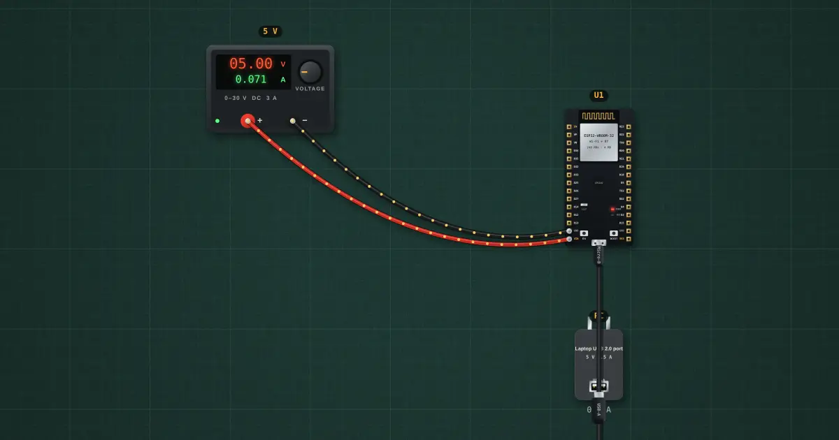 Wi-Fi and HTTP to the cloud: the circuit on the simulator's bench