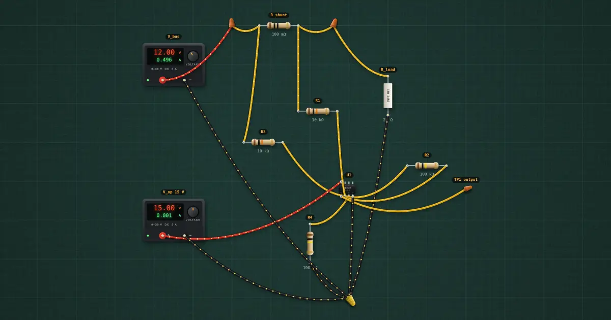 High-side current sensing: the circuit on the simulator's bench