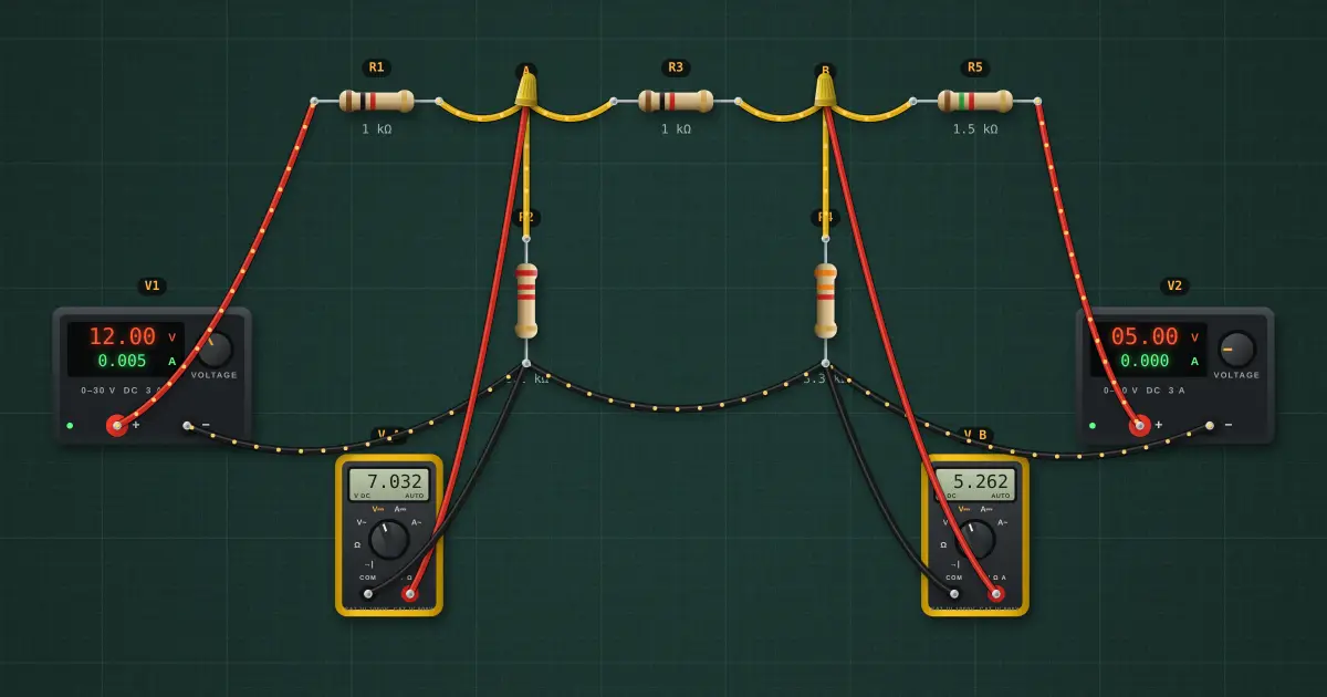 Nodal analysis: the circuit on the simulator's bench
