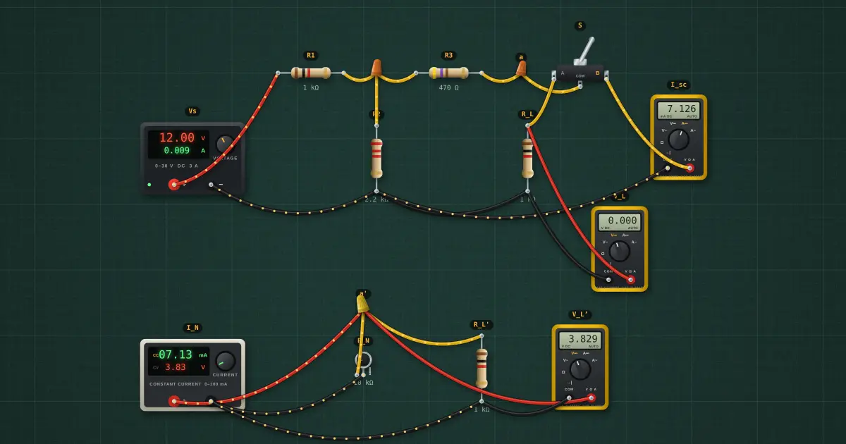 Norton equivalent: the circuit on the simulator's bench
