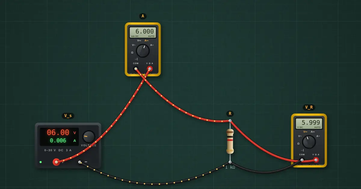 Ohm’s law: the circuit on the simulator's bench