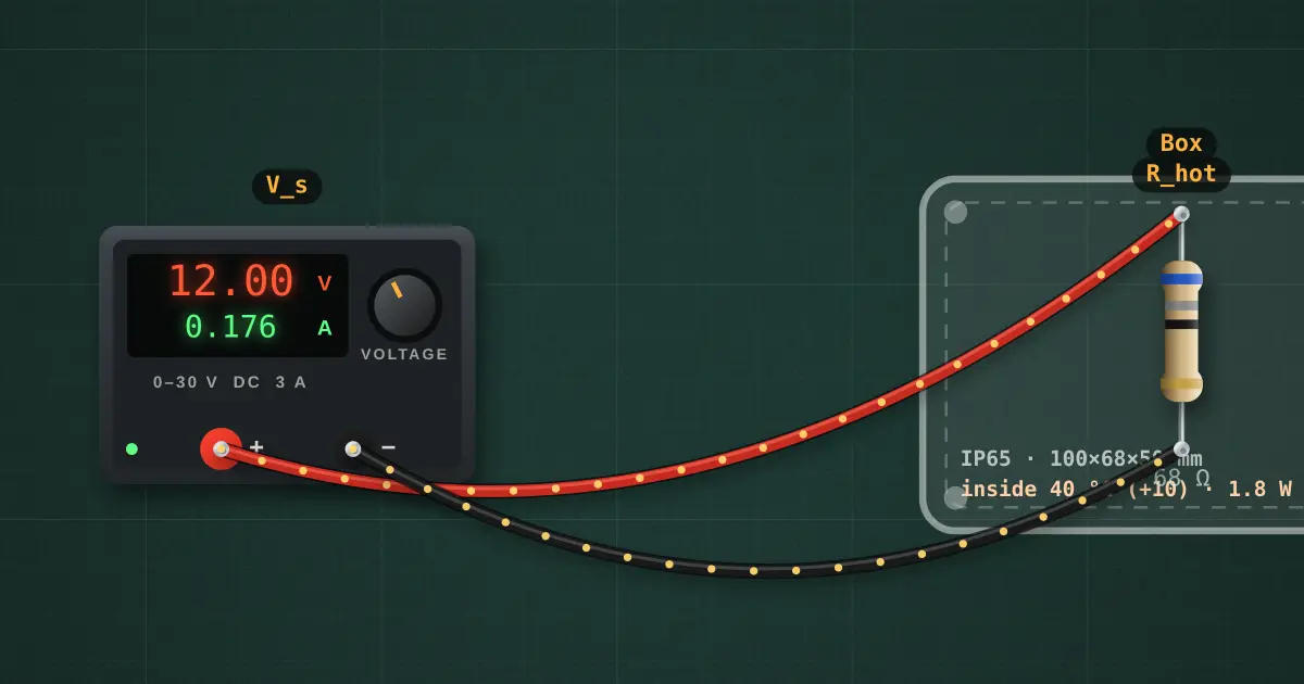 Heat inside a sealed box: the circuit on the simulator's bench