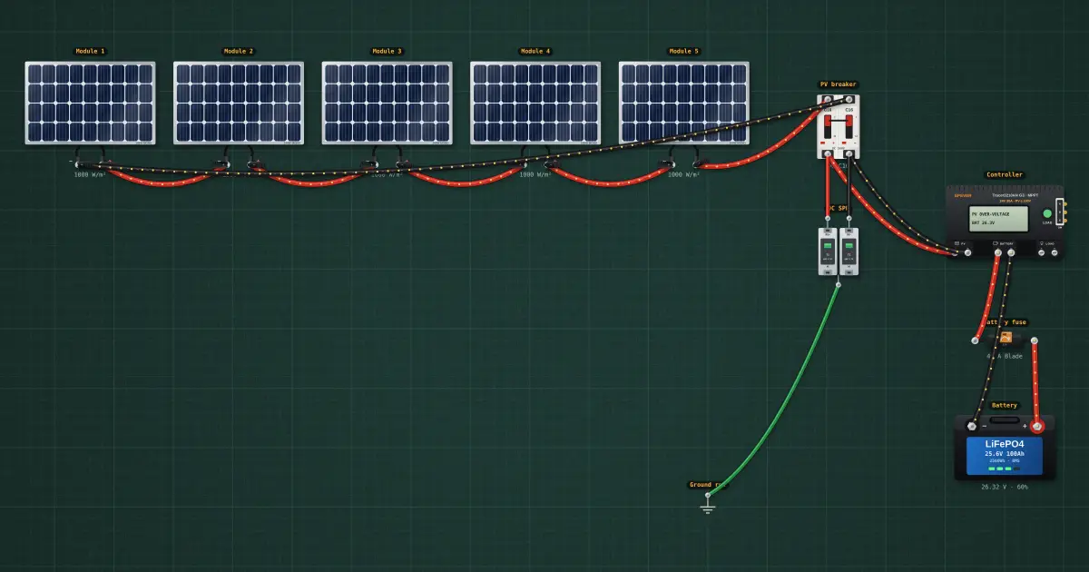 Exam: this system fails on cold mornings: the circuit on the simulator's bench