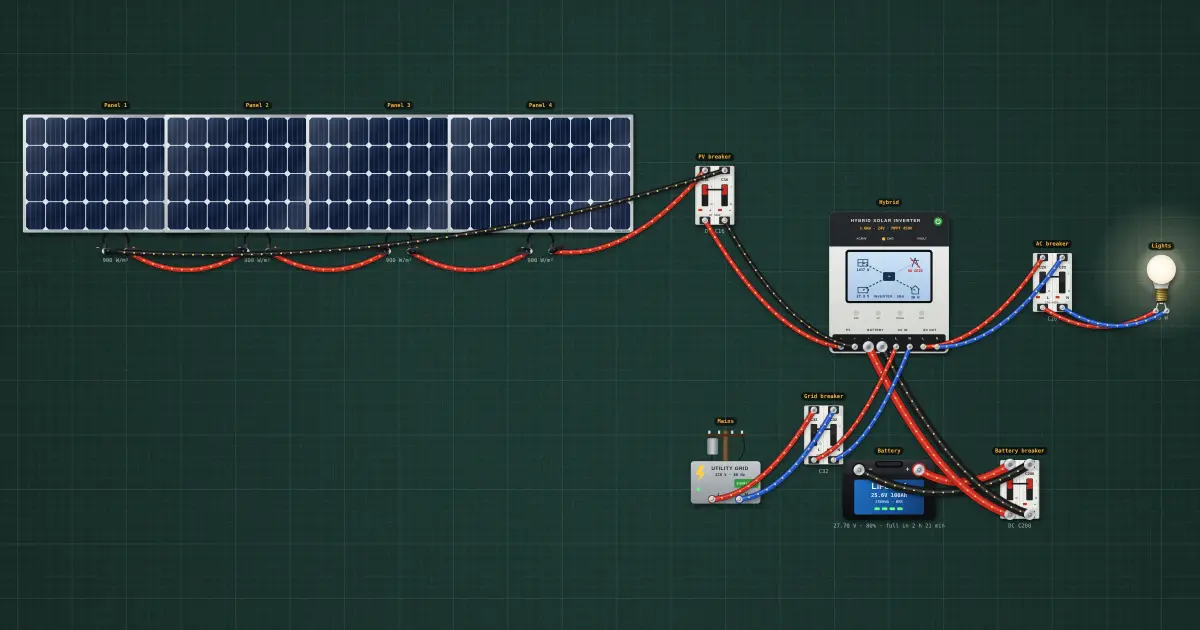 Exam: add surge protection and grounding to meet code: the circuit on the simulator's bench