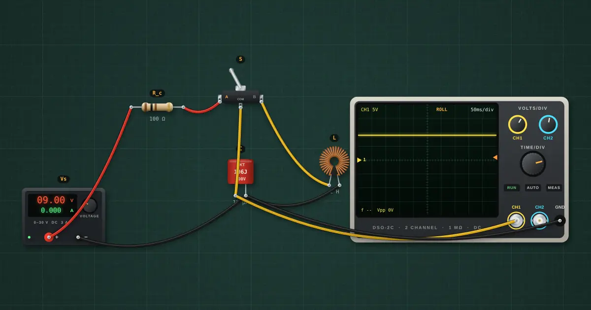 Resonant tank (LC): the circuit on the simulator's bench