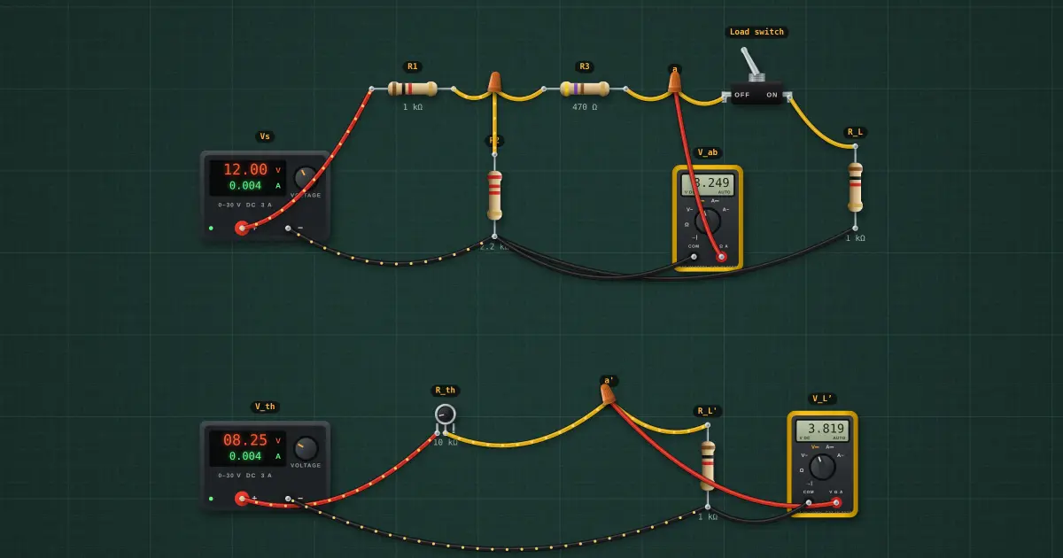 Thévenin equivalent: the circuit on the simulator's bench