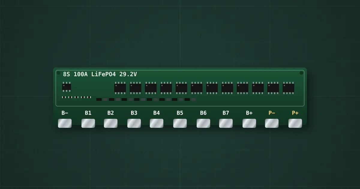 8S LiFePO4 BMS 100 A on the simulator's bench