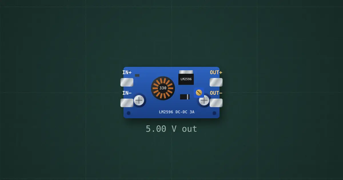 Step-down converter (LM2596, XL4015, HW-688) on the simulator's bench