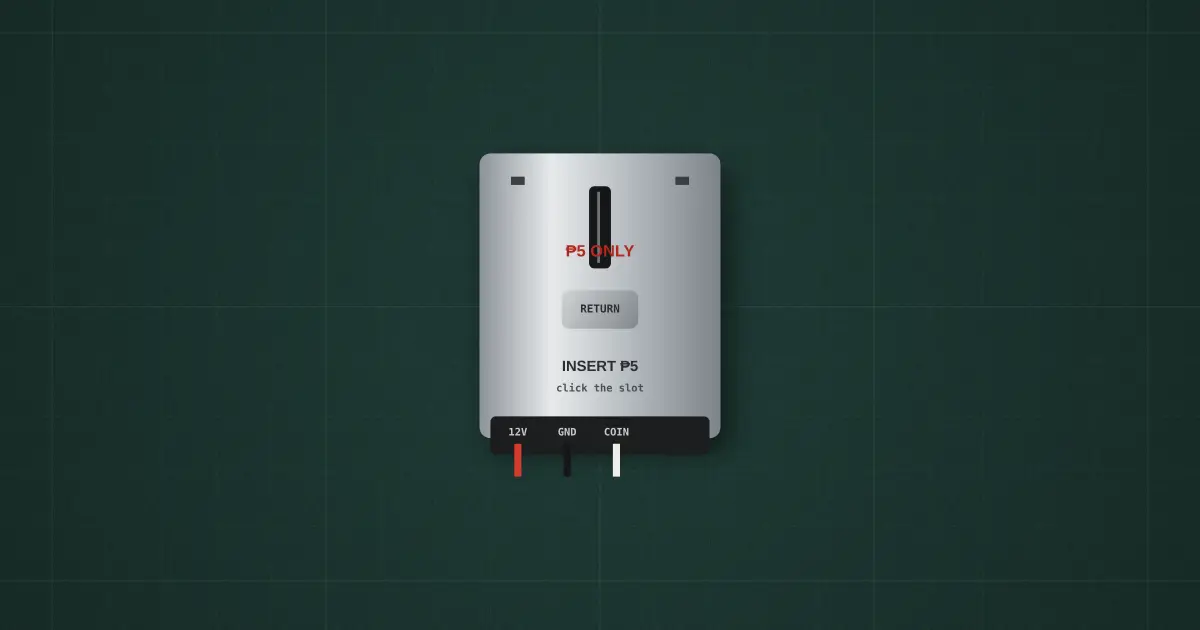 Coin slot (₱5 only) on the simulator's bench
