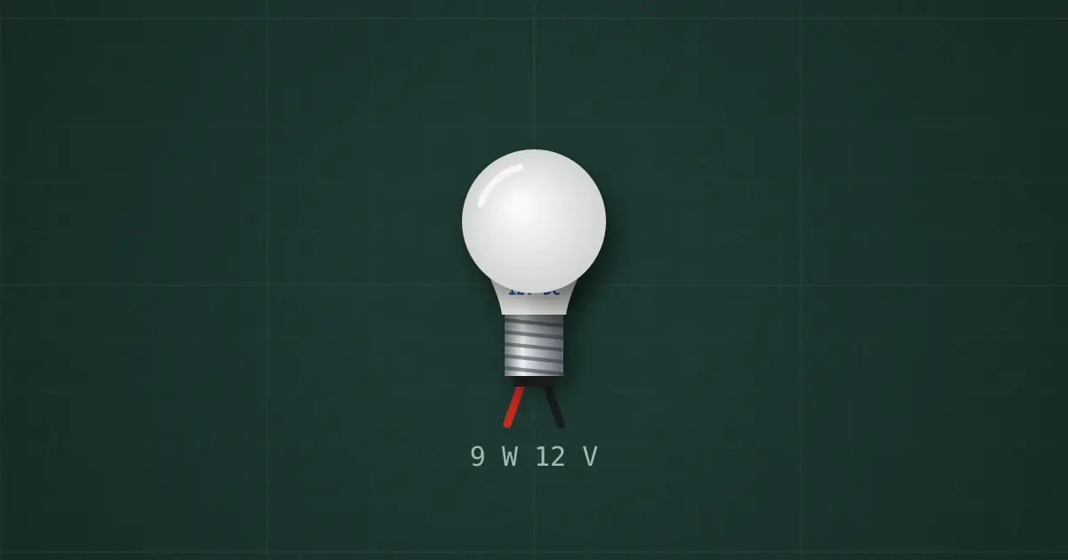 12 V DC LED bulb on the simulator's bench