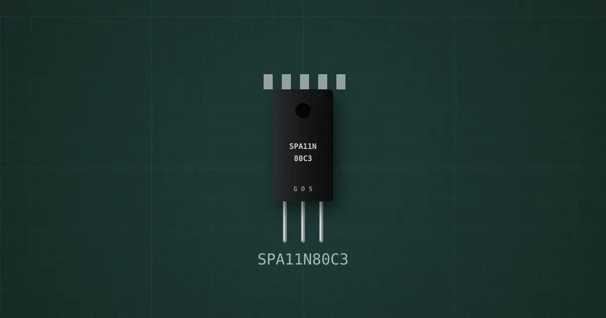 High-voltage N-MOSFET (SPA11N80C3, TO-220) on the simulator's bench