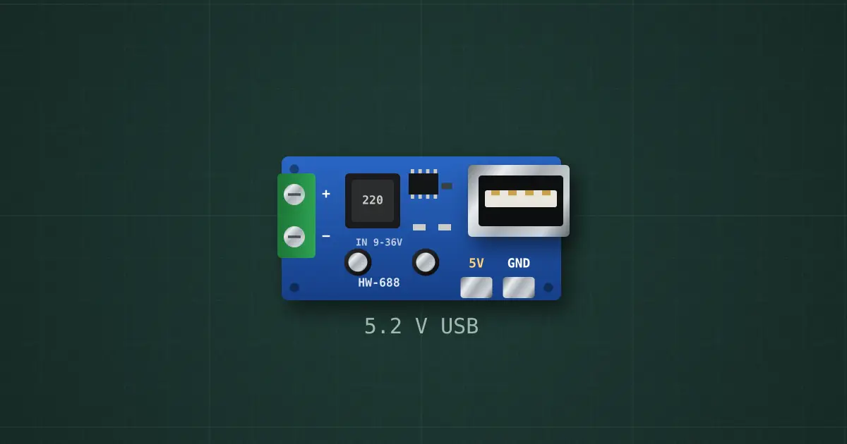 USB step-down module (LM2596, XL4015, HW-688) on the simulator's bench