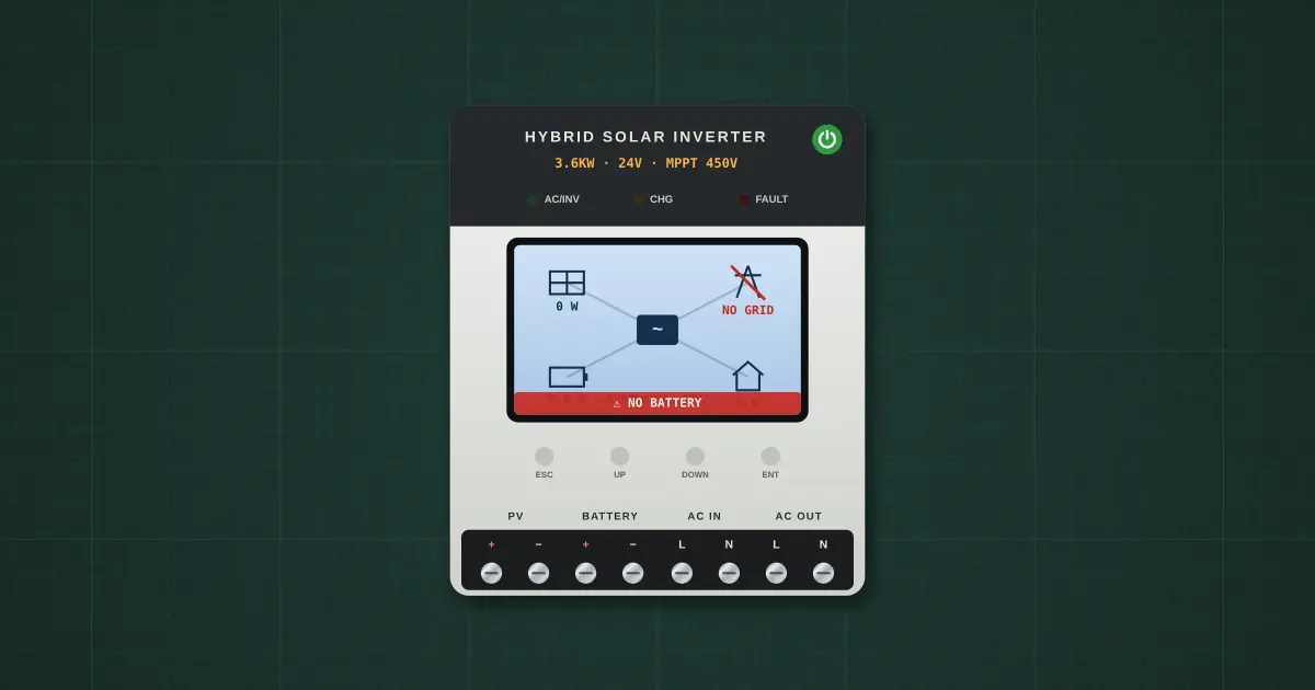 Hybrid solar inverter on the simulator's bench