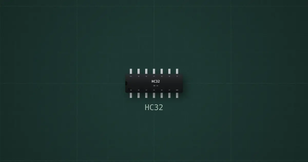 74xx32 (HC32, DIP-14) on the simulator's bench