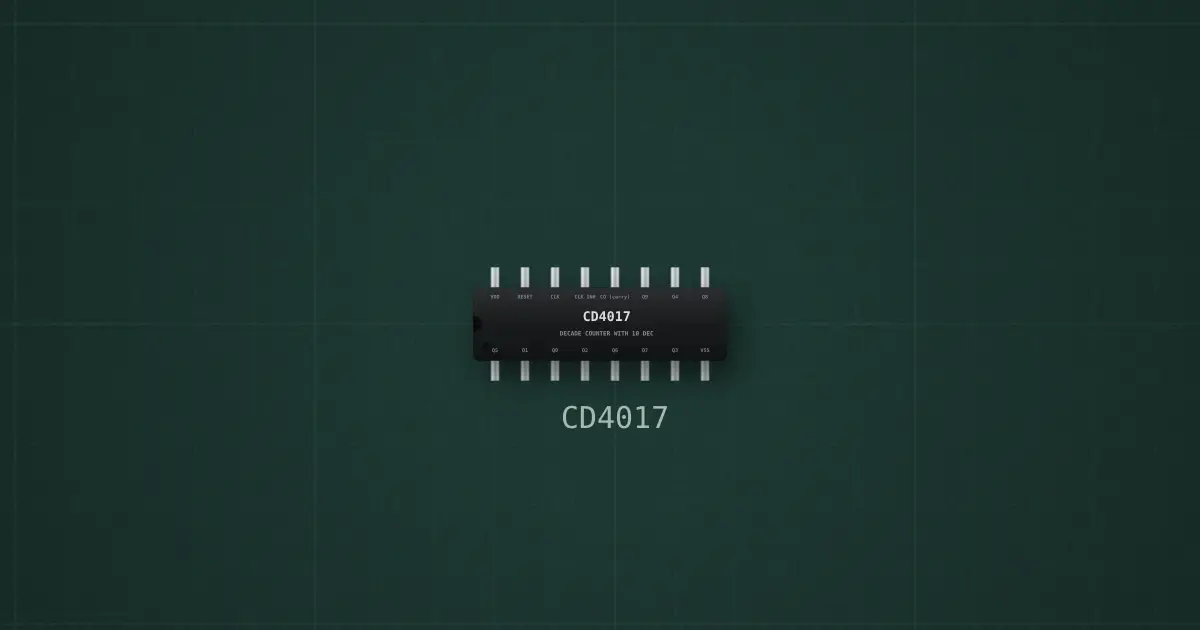 CD4017 decade counter (CD4017B, DIP-16) on the simulator's bench