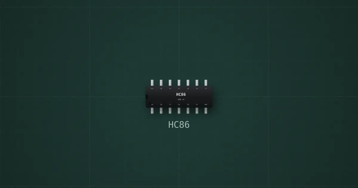 74xx86 (HC86, DIP-14) on the simulator's bench