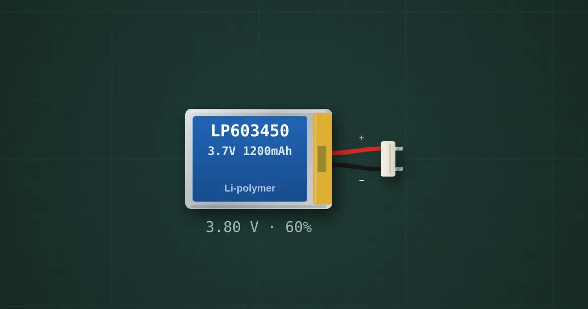 Flat Li-ion battery (LP603450) on the simulator's bench