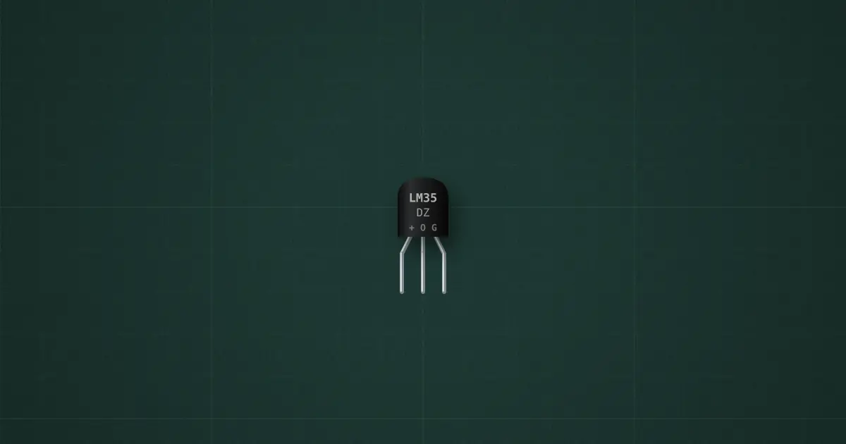 LM35 temperature sensor (LM35DZ) on the simulator's bench