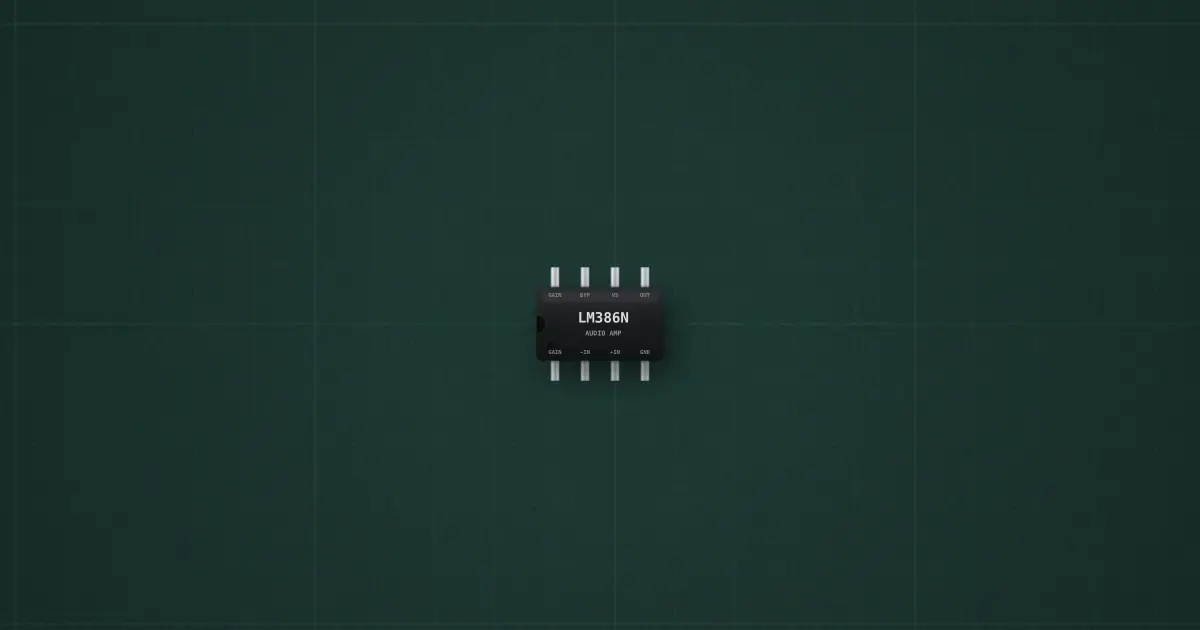 LM386 audio amp (LM386N-1) on the simulator's bench
