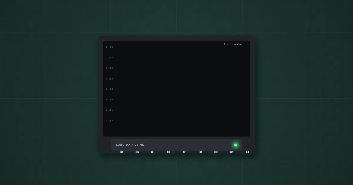 Logic analyzer (8 channels) on the simulator's bench