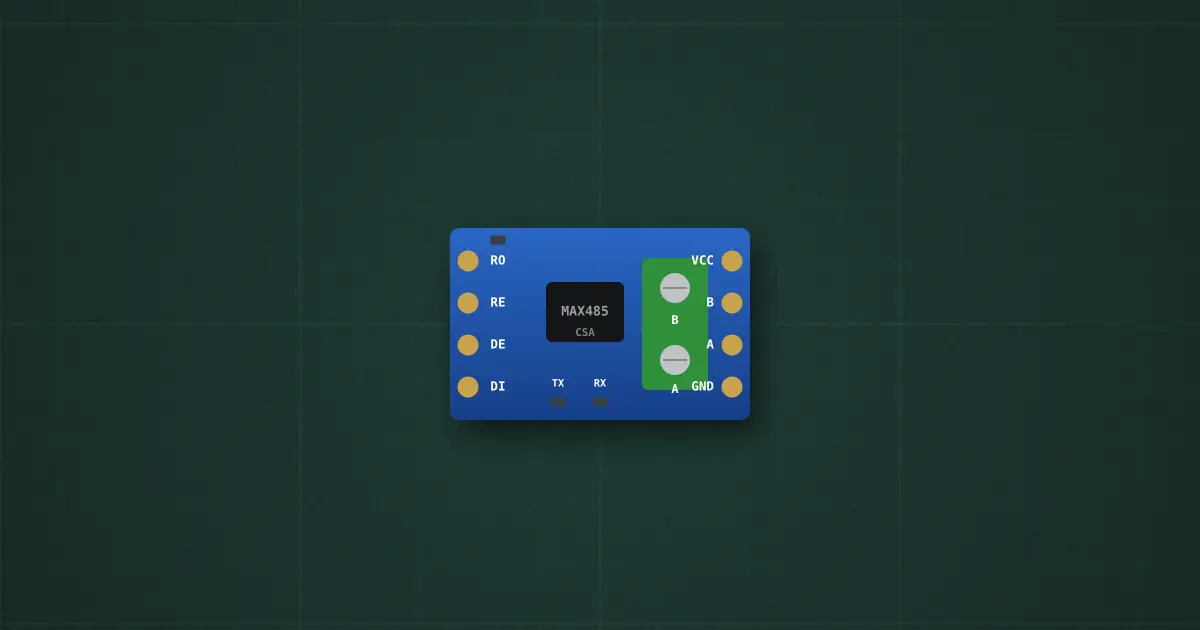 MAX485 RS-485 module (MAX485CSA, MAX3485) on the simulator's bench