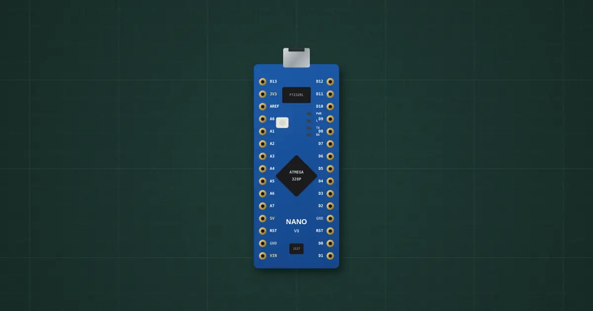 Arduino Nano (ATmega328P, FT232RL) on the simulator's bench