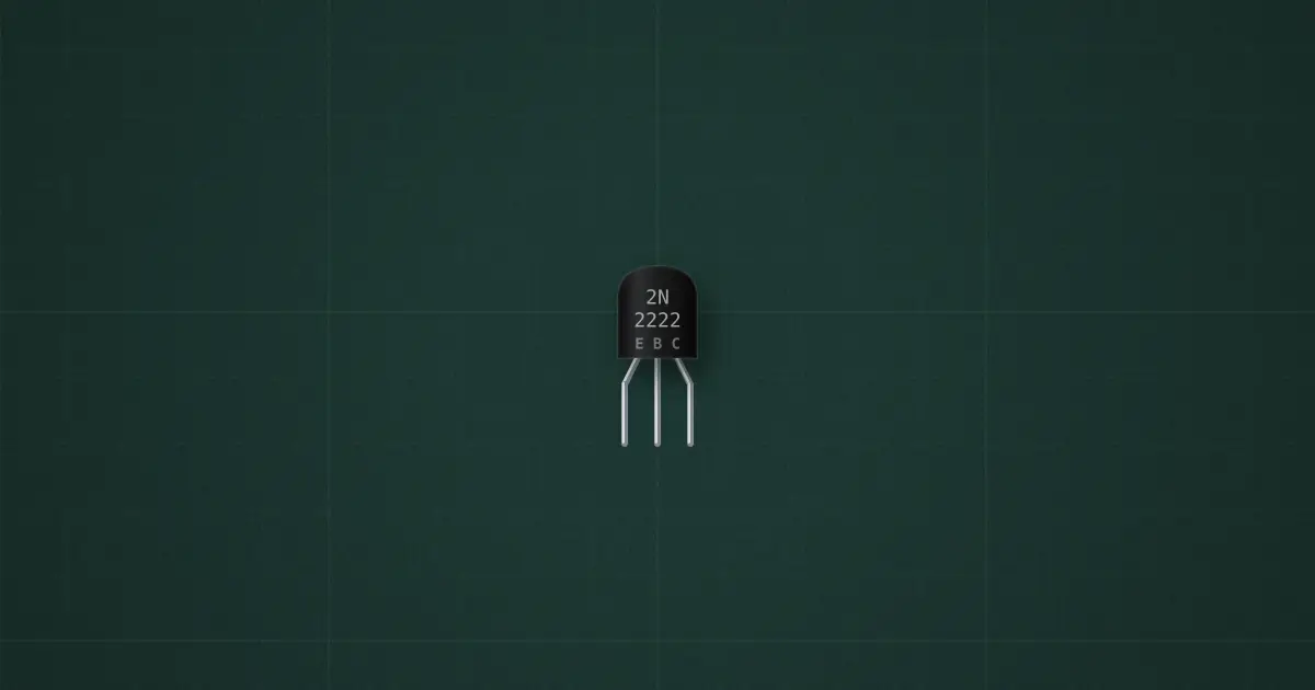 NPN transistor (2N2222A, PN2222, TO-92, 2N2222) on the simulator's bench