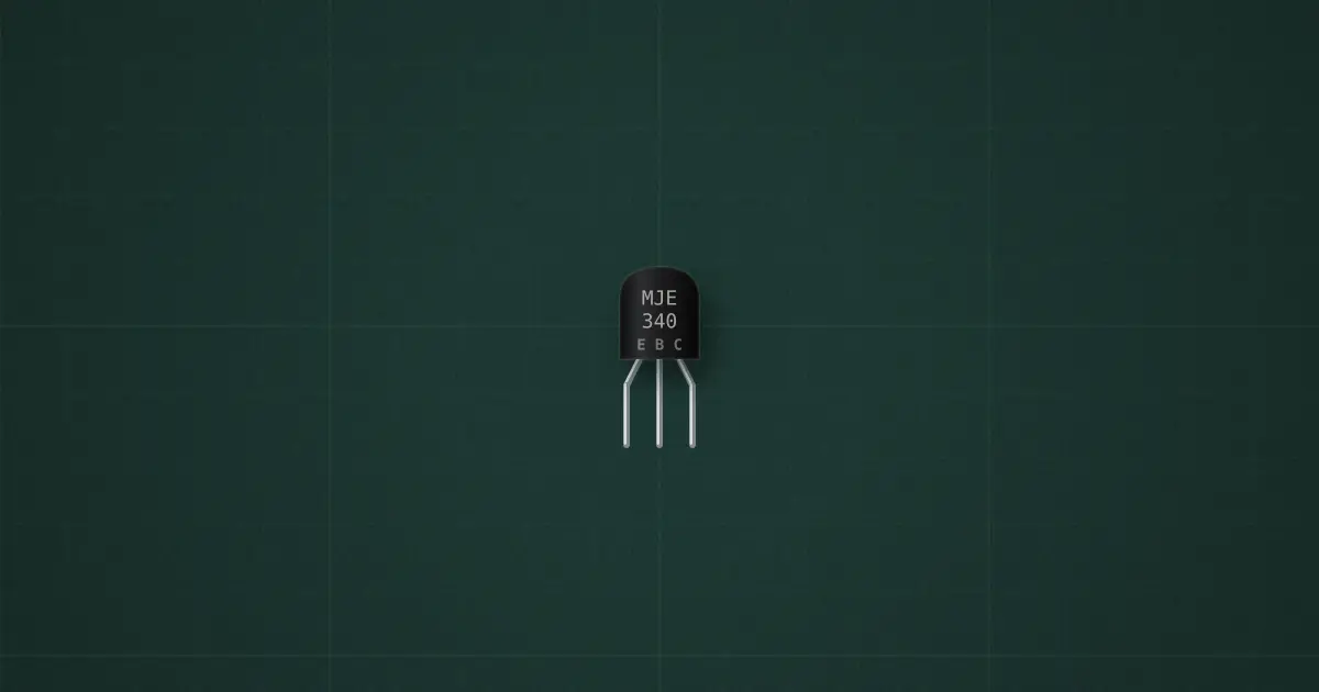 NPN transistor, 300 V (MJE340, TO-126) on the simulator's bench