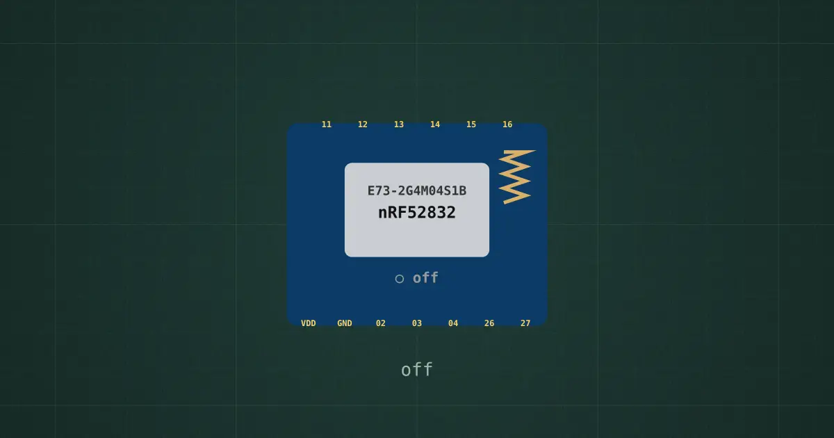 nRF52832 BLE module on the simulator's bench