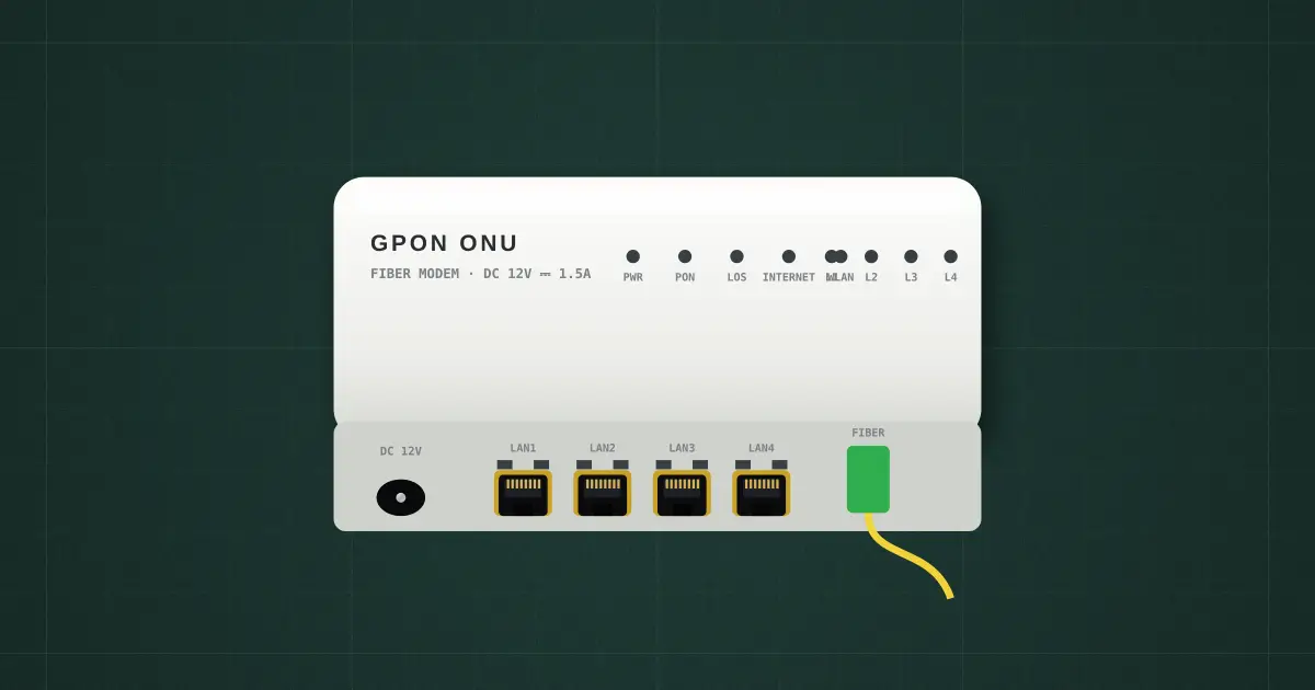 Fiber modem (ONU) on the simulator's bench