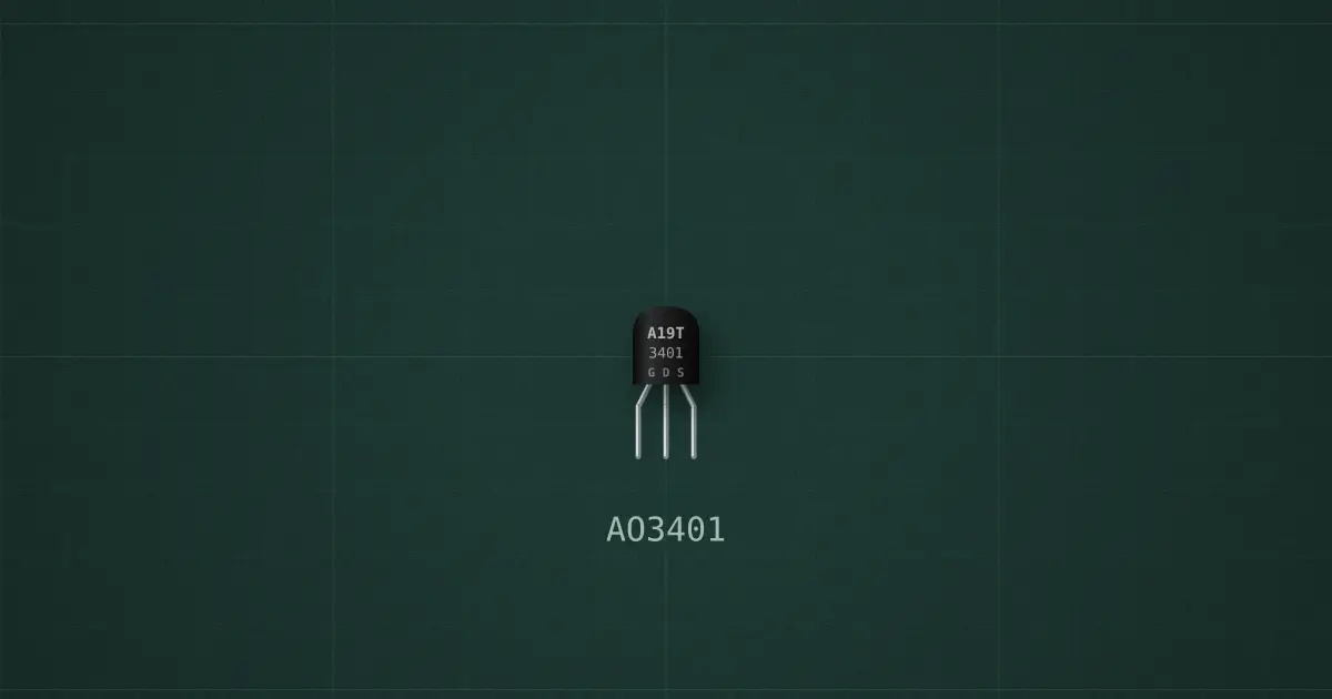 P-channel MOSFET (AO3401, IRF9540N, AOD4185, TO-92) on the simulator's bench