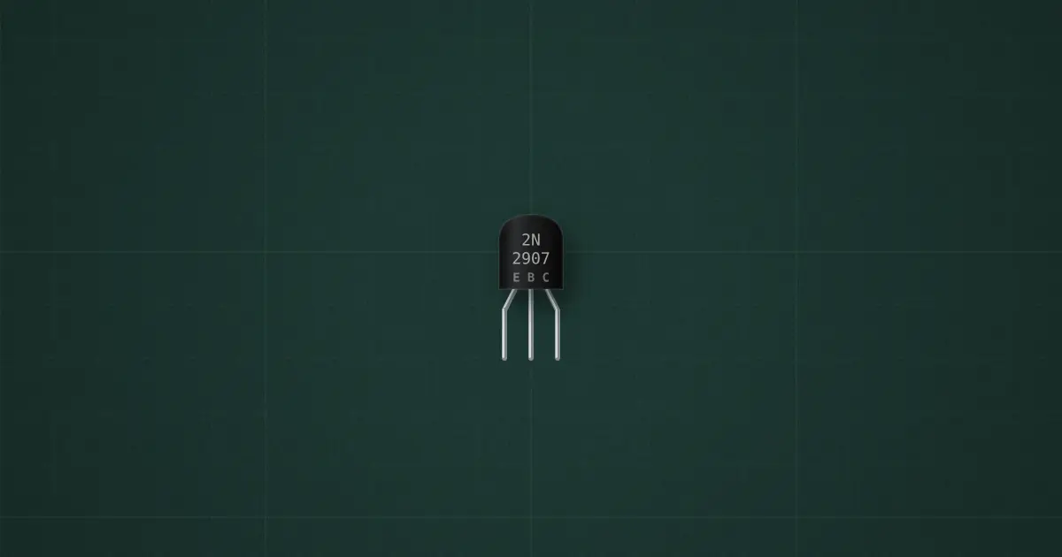 PNP transistor (2N2907A, TO-92, 2N2907) on the simulator's bench