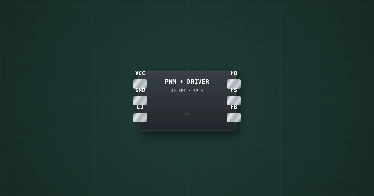 PWM controller + gate driver (UC3843) on the simulator's bench