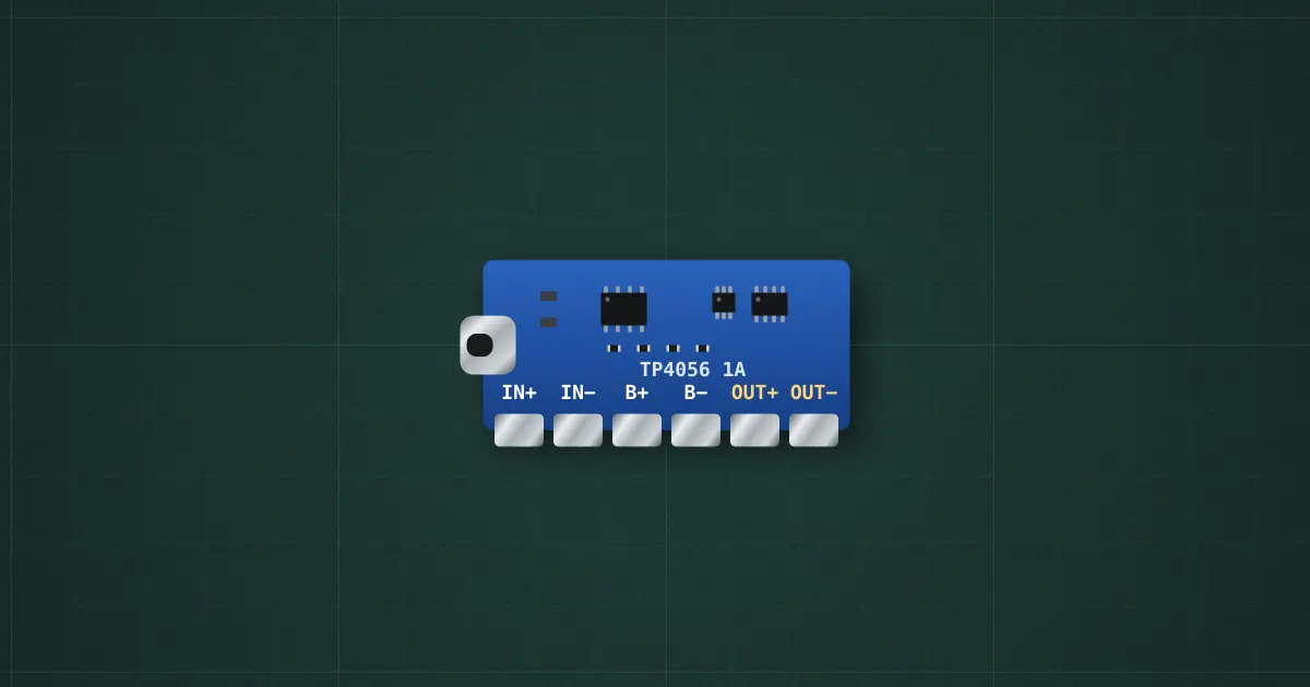 TP4056 charger module (DW01) on the simulator's bench
